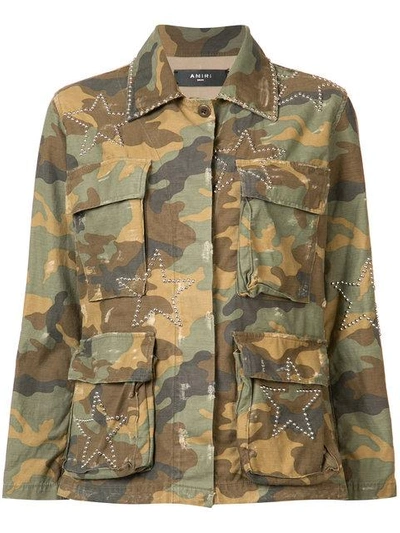 Shop Amiri Camouflage Print Jacket In Green
