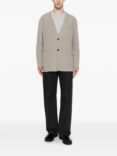 Eleventy Herringbone-pattern Jacket In Neutral