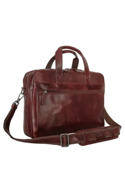 Mancini Double Compartment Briefcase In Brown