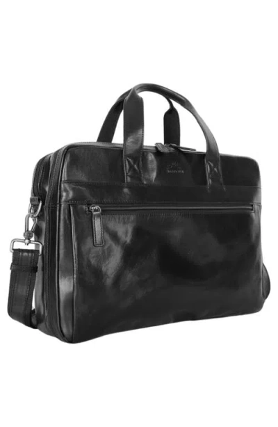 Mancini Double Compartment Briefcase In Black