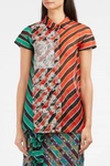 MARCO DE VINCENZO Stripe and Lace Silk Shirt