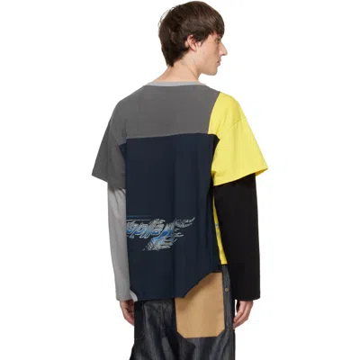 We11 Done Gray Patchwork Layered Long-sleeve T-shirt In Multi