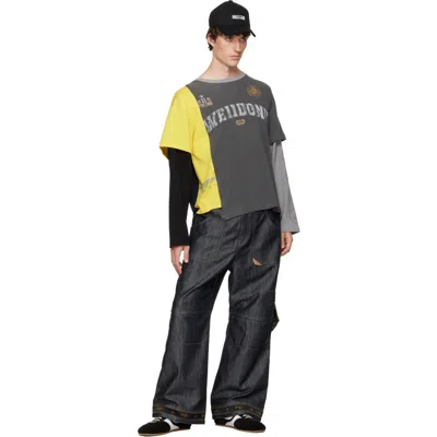 We11 Done Gray Patchwork Layered Long-sleeve T-shirt In Multi