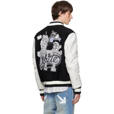 Off-white Black Wool Regular Collage Varsity Jacket In Multi