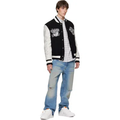 Off-white Black Wool Regular Collage Varsity Jacket In Multi