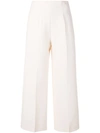 Fendi Wool & Silk Gazar Wide-leg Trousers In White