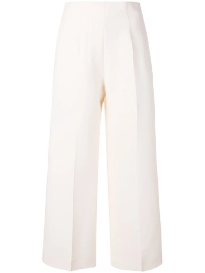 Fendi Wool & Silk Gazar Wide-leg Trousers In White