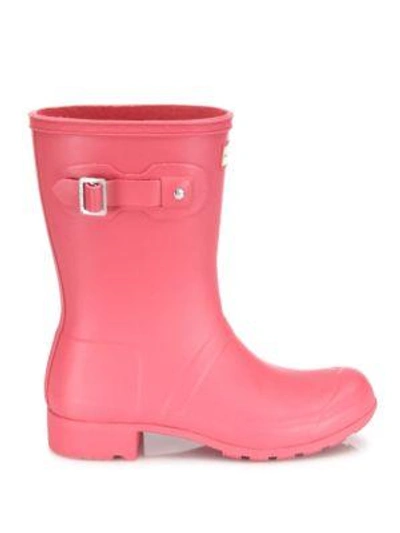 Shop Hunter Original Tour Packable Short Rubber Rain Boots In Mosse Pink