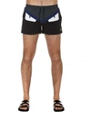 Fendi Monster Eyes Nylon Swim Shorts In Black/grey