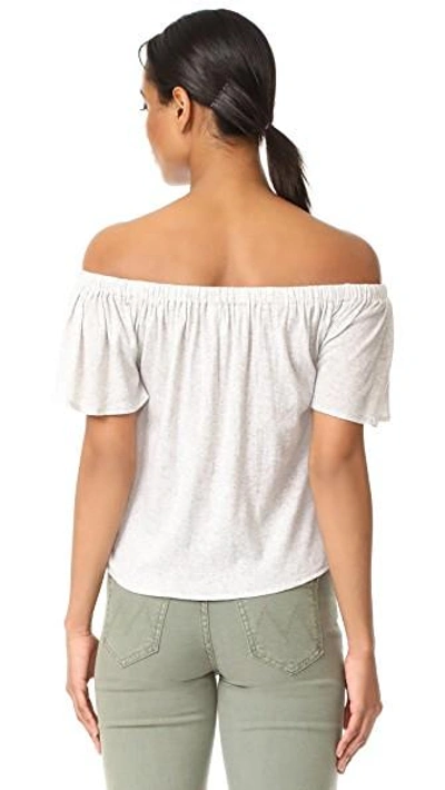 Shop Cupcakes And Cashmere Kathie Off Shoulder Tie Front Top In Heather Ash