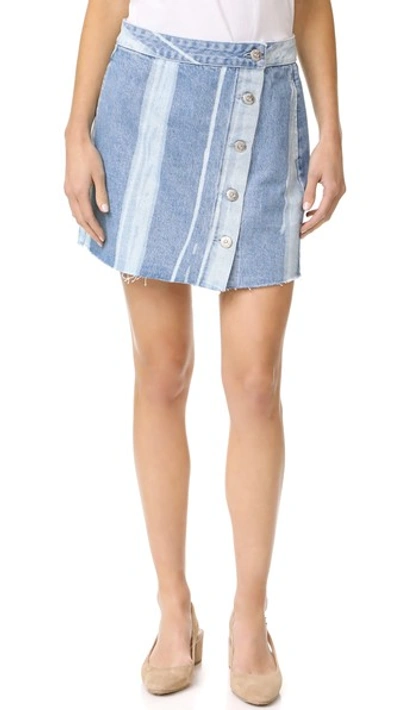 3x1 Higher Ground Distressed Denim Mini Skirt In Pinto