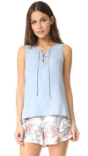 CUPCAKES AND CASHMERE JANESSA CHAMBRAY TANK