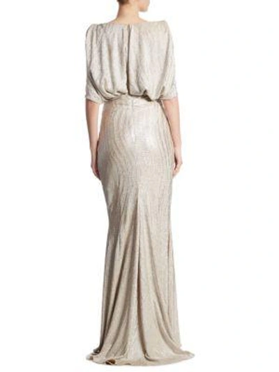 Shop Talbot Runhof Metallic Stretch Cloque Gown In Gold