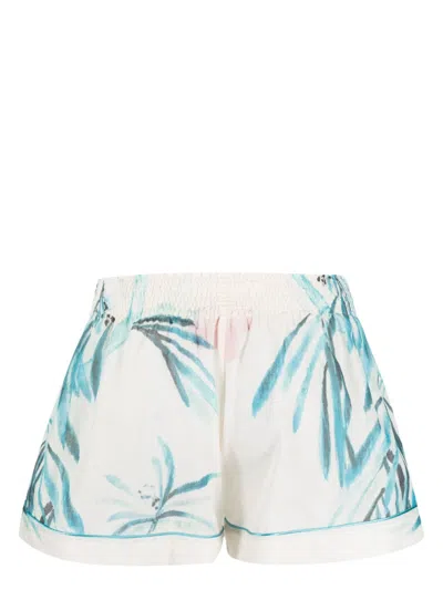 F.r.s . F.r.s. Printed Drawstring Cotton Shorts In Cream
