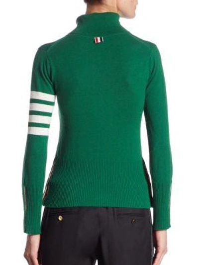 Shop Thom Browne Cashmere Turtleneck Sweater In Green