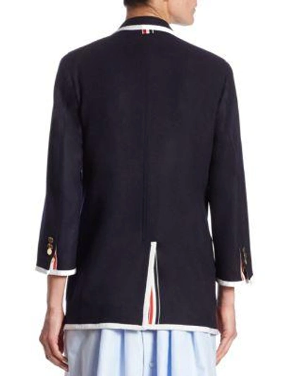 Shop Thom Browne Wool Sports Jacket In Navy
