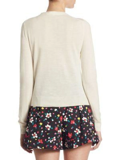 Shop Marc Jacobs Wool Bow Cardigan In Ivory Multicolor