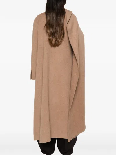 Ruohan Draped-panel Coat In Brown