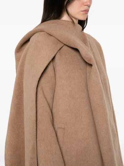 Ruohan Draped-panel Coat In Brown