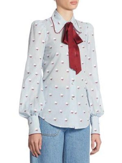 Shop Marc Jacobs Embroidered Button Front Blouse In Multicolor