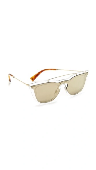 Valentino Glamgloss Sunglasses In Light Gold/mirror Gold
