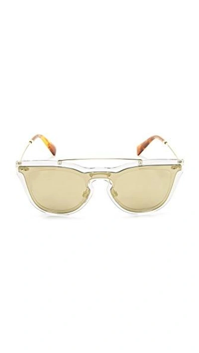 Shop Valentino Glamgloss Sunglasses In Light Gold/mirror Gold