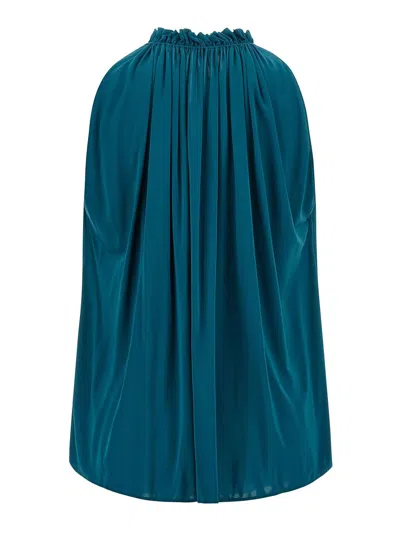 Balmain Solid Color Sleeveless Pullover Top In Blue