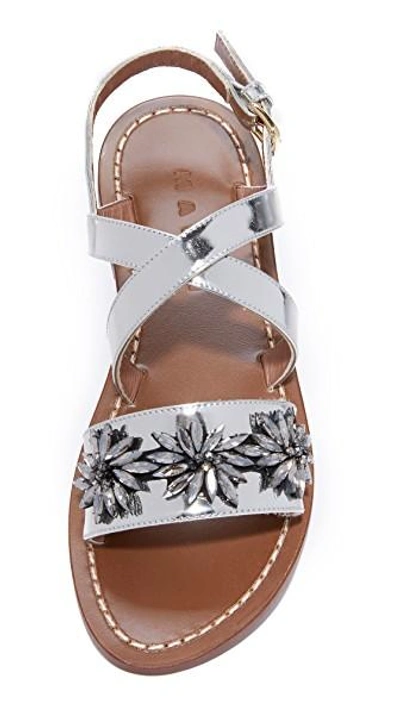 Shop Marni Strappy Flat Sandals In Silver