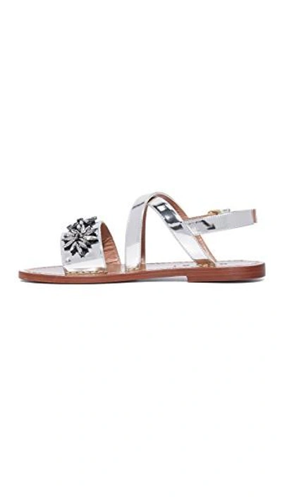 Shop Marni Strappy Flat Sandals In Silver