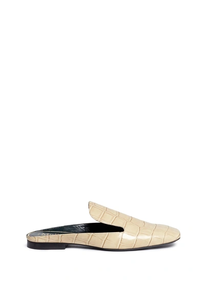 Mulberry 'palace' Croc Embossed Leather Mules