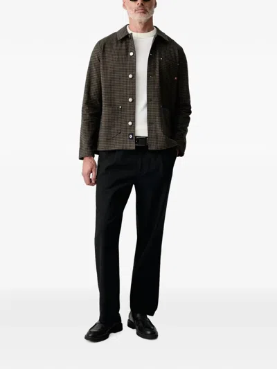 Mos Mosh Mapham Houndstooth-pattern Shirt Jacket In Brown