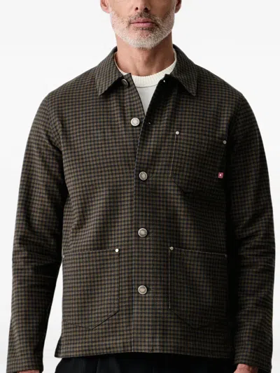 Mos Mosh Mapham Houndstooth-pattern Shirt Jacket In Brown