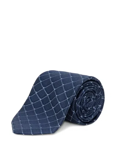 Michael Kors Check-pattern Tie In Blue