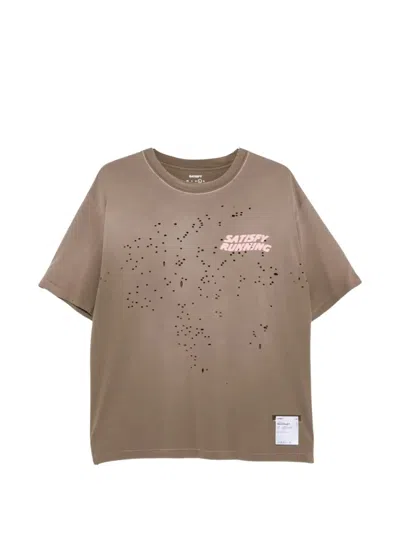 Satisfy Mothtech Distressed T-shirt In Brown