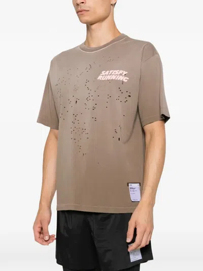 Satisfy Mothtech Distressed T-shirt In Brown