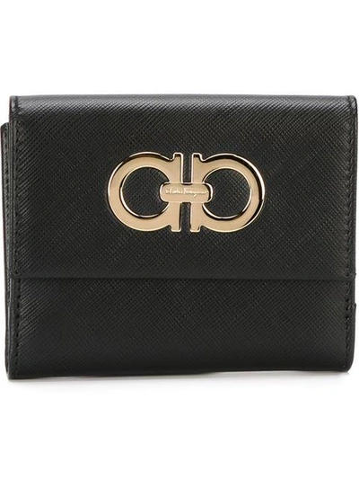 Shop Ferragamo Salvatore  Gancini Short Wallet - Black