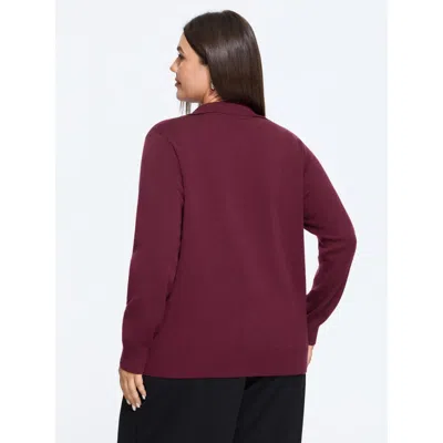 Bloomchic Solid Half Zip Polo Collar Pullover In Purple