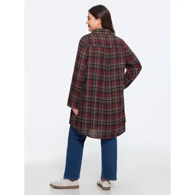 Bloomchic Plaid Roll Tab Sleeve Button Down Jacket In Multi