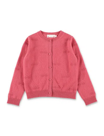 Bonpoint Manon Naturally Dyed Cashmere Crewneck Cardigan For Girls In Red