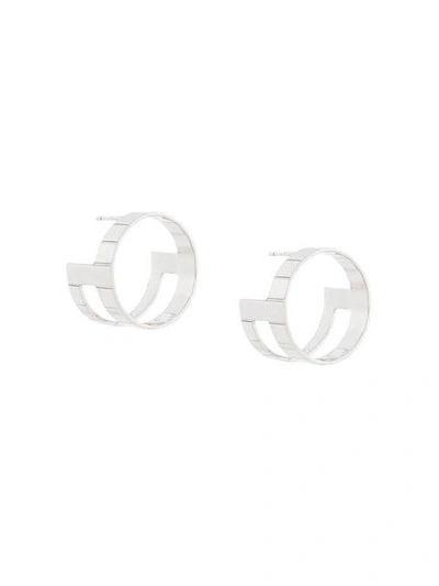 Shop Ivi Slot Ribbed Earrings In Metallic