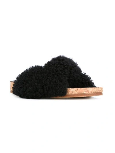Shop Chloé Kerenn Fur Slides In Black