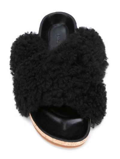 Shop Chloé Kerenn Fur Slides In Black