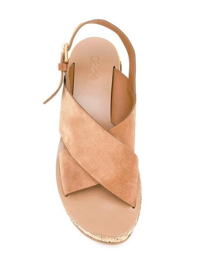 Shop Chloé Tan Camille 80 Leather Wedges - Brown
