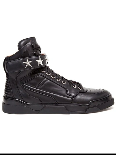 Shop Givenchy ‘tyson' Black Leather High Top Trainers