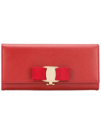 Ferragamo 'vara' Bow Continental Wallet In Red