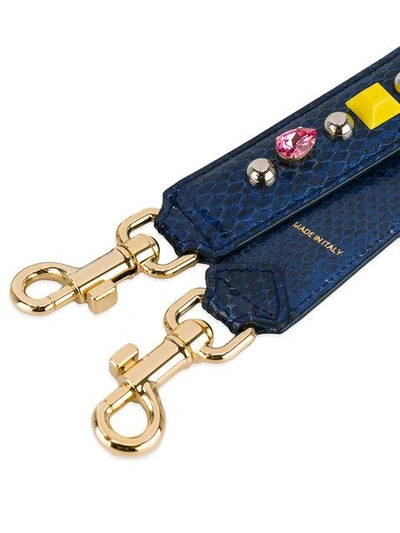 Shop Dolce & Gabbana Embellished Bag Strap In Blue