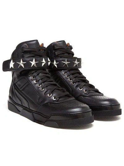 Shop Givenchy ‘tyson' Black Leather High Top Trainers