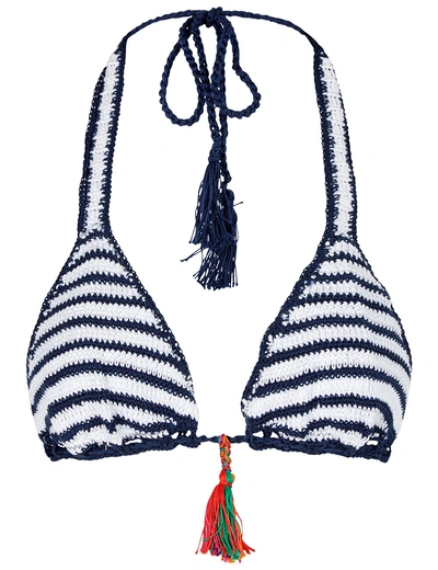 Anna Kosturova Sailor Striped Crochet Bikini Top