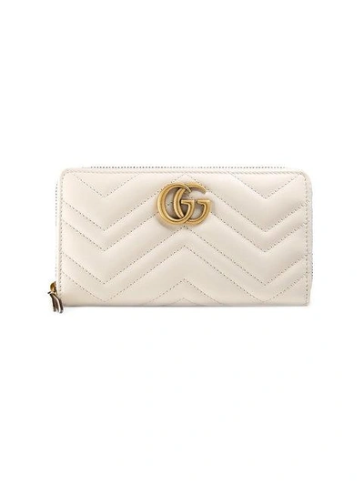 Gucci Gg Marmont Zip-around Wallet, White | ModeSens
