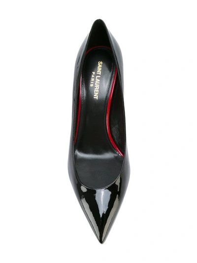 Saint Laurent Women's Anja 85 Pointed-toe Pumps In Black Patent